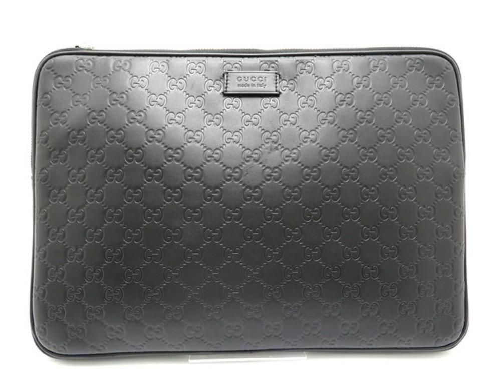Gucci Clutch Bag Leather Black Shima